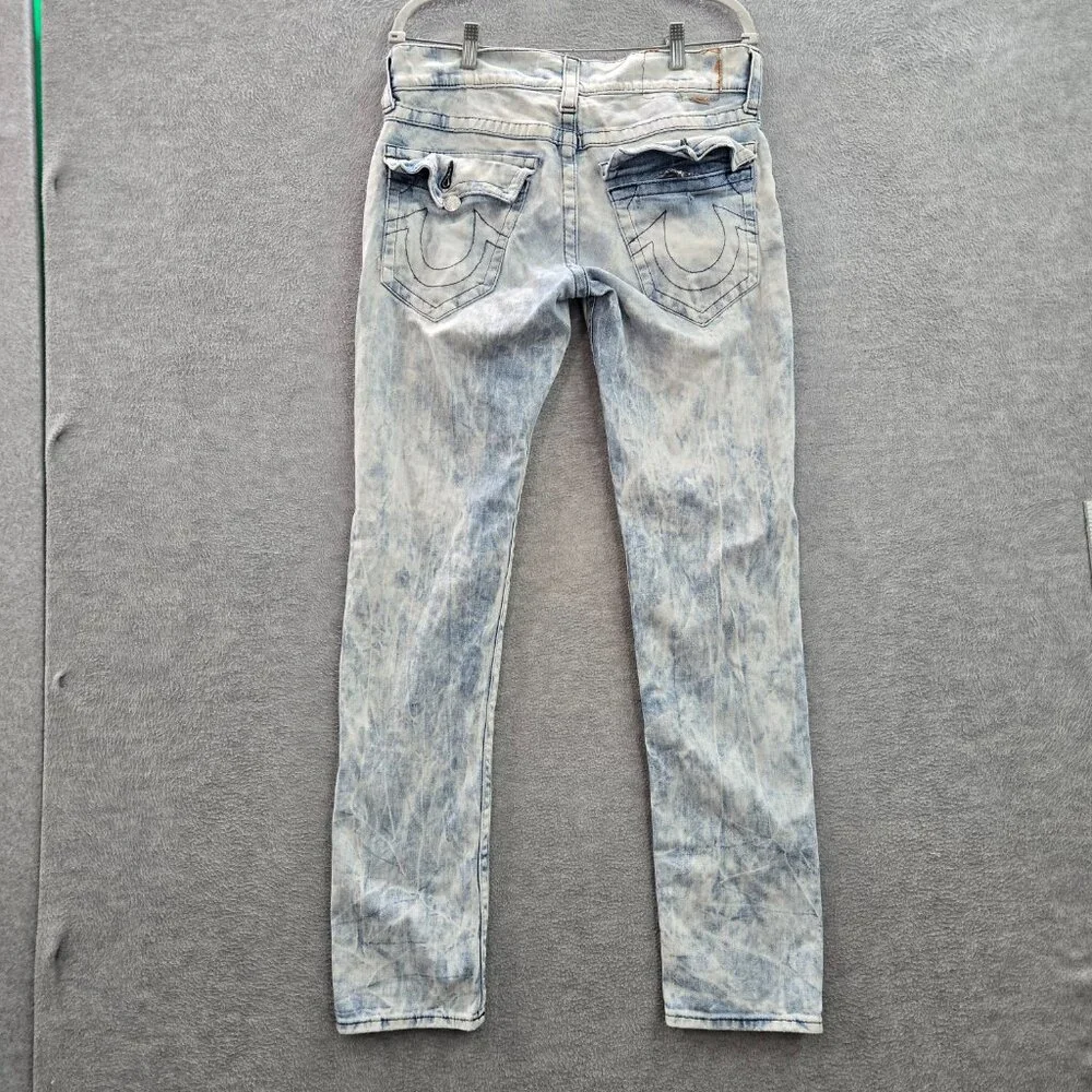 True Religion Men Jeans 32 Blue Acid‎ Wash Skinny Denim Mid Rise 33